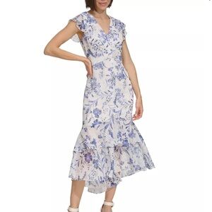 Tommy Hilfiger Women's Rivera Floral Chiffon High-Low Midi Dress